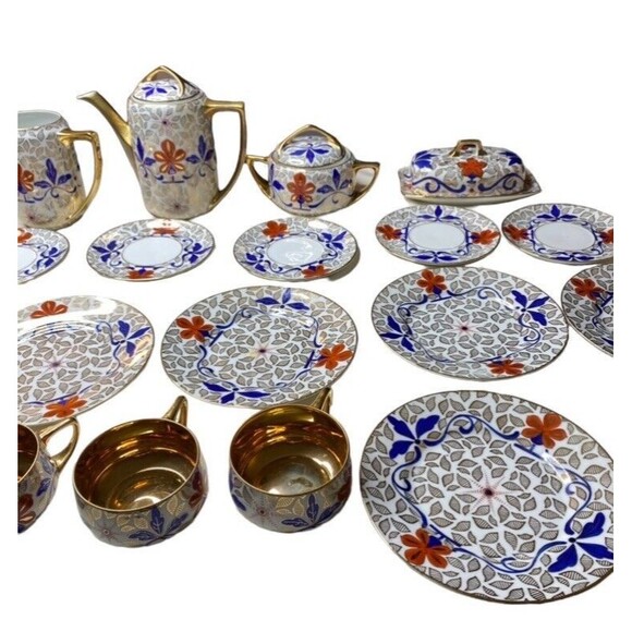 G&H Czechoslovakia Vienna Style Porcelain Demitasse Dinner Coffee Tea Set - Picture 4 of 12